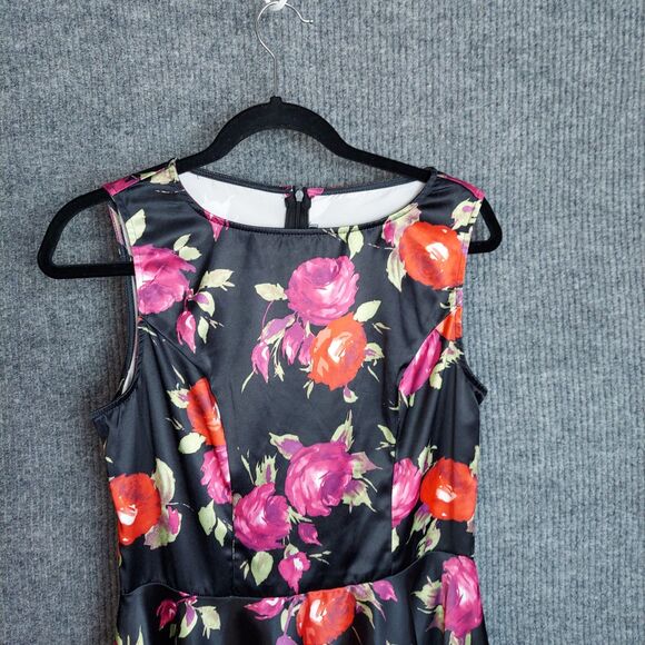 Anni Coco Dress womens large Black Floral special occasion 1950s Flowy event - Picture 1 of 12